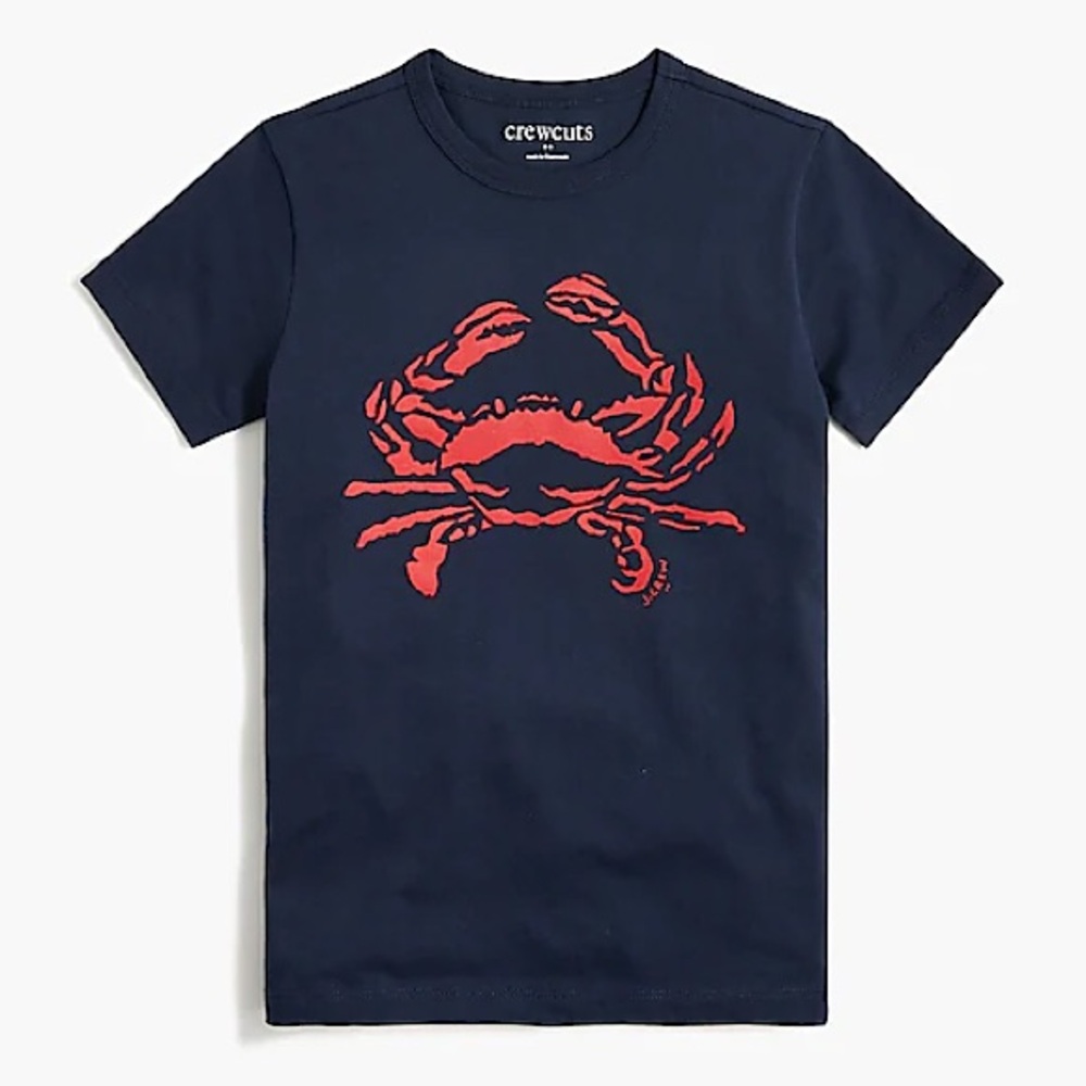J. Crew Kids Crewcuts Navy Blue Crab T-Shirt Sz Small